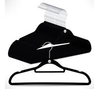 G4GADGET Paquete de 20 Perchas de Terciopelo Negro Antideslizantes de 41 cm con Barra de Corbata y Gancho Giratorio de 360°, Resistentes y ahorran Espacio para Abrigos, Trajes, Camisas y Pantalones