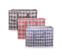 G4GADGET Paquete de 3 bolsas de lavandería grandes, resistentes, reutilizables, con cremalleras y asas para mudanza, ropa y artículos del hogar (45 x 40 cm)