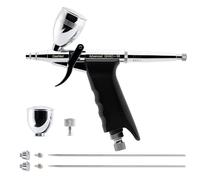 Gaahleri Kit de aerógrafo, Pistola de aerógrafo, Juego de alimentación por Gravedad de Doble acción, Agujas de 0,38 y 0,5 mm, Taza de líquido de 1/2 y 1/4 onzas, Cepillo de Aire Multiusos, Modelo de