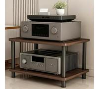 Gabinete de Componentes Multimedia con Soporte Av de 2 Niveles Gabinete | Estante Esquinero, Torre de Audio,Soporte for Reproductor de Cd for el Hogar,Audio y Vídeo,Dj,Teatro(Walnut,60x37.5cm)