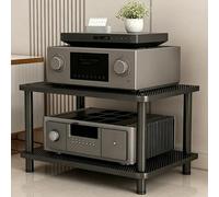 Gabinete de Componentes Multimedia con Soporte Av de 2 Niveles Gabinete | Estante Esquinero, Torre de Audio,Soporte for Reproductor de Cd for el Hogar,Audio y Vídeo,Dj,Teatro(Carbon,60x37.5cm)