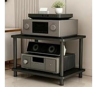 Gabinete de Componentes Multimedia con Soporte Av de 2 Niveles Gabinete | Estante Esquinero, Torre de Audio,Soporte for Reproductor de Cd for el Hogar,Audio y Vídeo,Dj,Teatro(Black,60x42.5cm)