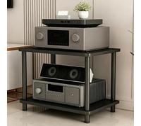 Gabinete de Componentes Multimedia con Soporte Av de 2 Niveles Gabinete | Estante Esquinero, Torre de Audio,Soporte for Reproductor de Cd for el Hogar,Audio y Vídeo,Dj,Teatro(Black,60x47.5cm)