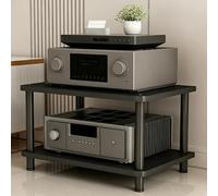Gabinete de Componentes Multimedia con Soporte Av de 2 Niveles Gabinete | Estante Esquinero, Torre de Audio,Soporte for Reproductor de Cd for el Hogar,Audio y Vídeo,Dj,Teatro(Black,60x37.5cm)