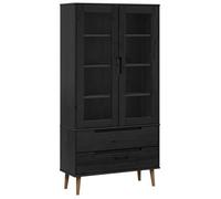 vidaXL Vitrina de vidrio MOLDE, 90 x 35 x 175 cm, madera maciza de pino, color