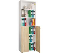 Gabinete de oficina con 6 compartimentos | Estante de oficina | Gabinete de archivo moderno con puertas giratorias | Dimensiones aprox. H. 220 x W. 70 x D. 40cm – Lona 6-compartimento