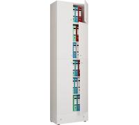 Gabinete de oficina XXL con 5 compartimentos con fijación y cajón / gabinete de archivo moderno con puertas giratorias / dimensiones aprox. H. 240 x W. 70 x D. 39 cm – Lona 5 compartimentos