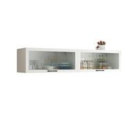 Gabinete de pared iridiscente 47.2x9.8x11.8 In, almacenamiento de puerta de vidrio arco iris con bisagras hidráulicas silenciosas, estante de madera moderno para baño de cocina Sala de estar Espacio o