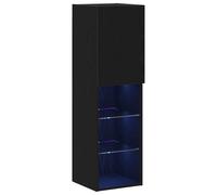 Gabinete de TV LED vidaXL 2 pcs Negro Roble 30,5x30x102 cm Madera elaborada