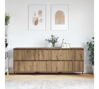 Gabinete rectangular de madera moderna para hogar 60 x 35 x 70 cm marrón | Armario de almacenamiento 3 uds. Roble artisan 60 x 35 x 70 cm con 4 puertas para salon, dormitorio, cocina