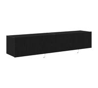 Gabinetes de pared para TV vidaXL con luces LED 2 piezas Roble Negro 80x35x31 cm