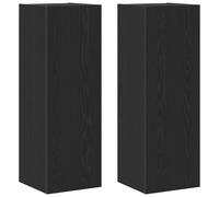 Gabinetes de TV de pared vidaXL 2 pcs Negro Roble 30,5x30x90 cm Madera