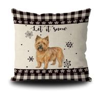 GABSHAIM Let it Snow - Funda de almohada de invierno con diseño de perro Norwich Terrier, diseño de búfalo, a cuadros, copo de nieve, sofá, decoración del hogar, 40,6 x 40,6 cm, lino