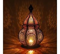 Gadgy Farol Marroquí Decorativo 36 cm - Linterna Árabe de Metal con Efecto Sombra - Portavelas Oriental para Interior y Exterior - Lámpara de Estilo Vintage para Velas o Luz Eléctrica - Hecho a Mano