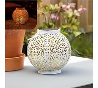 Gadgy Faroles Solares LED para Exterior - Linterna Solar Decorativa Redonda Blanca - Luz Solar Jardín Colgante o de Mesa - Impermeable con Efecto de Sombra Oriental