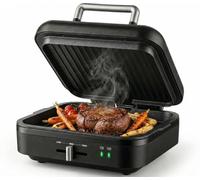 Gadgy Grill Eléctrico de Contacto 1400W Antiadherente Regulable | Placa Extraíble Tres Niveles de Temperatura y Apertura de 180 Grados para Paninis Carne y Verduras