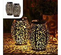 Gadgy - Juego de 2 faroles solares LED para exteriores, impermeables, estilo marroquí, luces decorativas para jardín, terraza y balcón, Decoracion Jardin Exterior