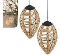 Gadgy Lámparas Solares de Ratán para Exterior - Set de 2 Faroles LED Colgantes - Iluminación Solar Decorativa Jardín, Terraza y Balcón - Luces Solares Resistentes al Agua