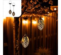Gadgy Linternas Solares para Exterior, Juego de 2 Lámparas Colgantes, Linterna Solar LED para Jardín, Terraza y Balcón, Diseño Marroquí, Decoracion Jardin Exterior