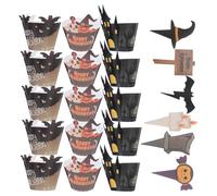 Gadpiparty 2 Juegos Adornos para Cupcakes de Halloween Envoltorios de Papel, Moldes para Muffins de Calabazas y Fantasmas, Diseño Único y Fácil de Usar para Decoraciones de Fiesta
