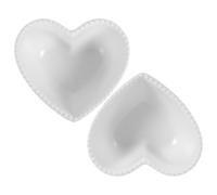 Gadpiparty 2 Piezas Cuenco de Cerámica en Forma de Corazón Blanco, Tazón para Postre y Desayuno Fácil de Limpiar, Diseño Nórdico Simple y Elegante para Uso Versátil en Cocina