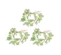 Gadpiparty Anillo de Vela de Eucalipto Navideño 3piezas Diseño Realista y Elegante de Flores de Seda para Decoración Multifuncional en Puertas y Ocasiones Obsequios
