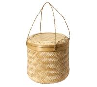 Gadpiparty Cesta de Almacenamiento Tejida a Mano de Bambú Caqui, Cesta para Huevos Multipropósito con Textura Natural y Diseño Especial para Organizar Cocina