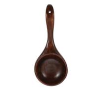 Gadpiparty Cucharón de madera dura Phoebe marrón con mango corto, cómodo de sostener, cuchara multiusos para servir, forma redonda para el hogar, supermercado o restaurante