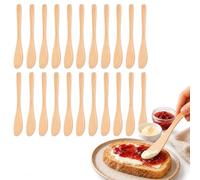 Gadpiparty Esparcidor de madera, paquete de 20 cuchillos de mantequilla de madera, esparcidor de queso de madera, postre de bambú, crema de mantequilla, gelatina, relleno de albóndigas, cuchara de