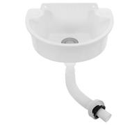 Gadpiparty Fregadero de Esquina de Montaje en Pared de Plástico Blanco, Mini Lavabo Pequeño sin Taladro, Ahorro de Espacio y Versátil para Porche y Renovaciones