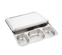 Gadpiparty Plato con Compartimento de Acero Inoxidable Almuerzo | 5 Secciones, Control de Porciones Práctico y Resistente, para Comedor Escolar y Cafetería, Color Plata