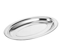 Gadpiparty Plato de Acero Inoxidable Ovalado para Servir Comida, Plata | Apilable, Resistente a Deformaciones, Acabado Antihuellas, Apto para Uso Alimentario, Estilo Vintage