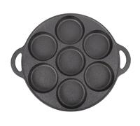 Gadpiparty Sartén para Huevos de Hierro Fundido Siete Orificios Negra | Superficie Lisa, Mango Aislante y Agarre Antideslizante, para Cocina Doméstica, Desayunos y Raciones Uniformes