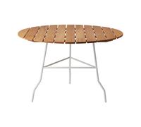 Gärsnäs Mesa Pia Ø110 cm Soporte de acero lacado blanco - roble aceitado