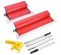 GAESHOW Juego de EspáTulas de Acero Inoxidable 0.35 mm, 25 cm + 40 cm, mango de extensión de 160 cm, Llana para Alisar Paredes con Mango en Z, Espatulas Pladur para Paneles de Yeso, Paredes y Techos