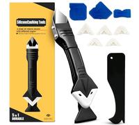 GAEVAZ® Kit Aplicador Silicona Profesional 10 Piezas - Herramientas para Juntas, Esquinas y Sellado - Espátulas, Rascador y Alisador - Ideal para Baño, Cocina y Ventanas (10 Piezas)
