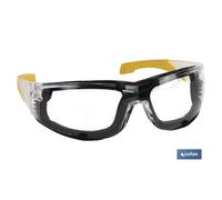 Gafa de Seguridad Acolchada con Foam Removible | Color Negro y Amarillo | Muy cómodas y Seguras
