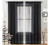 GAIFNAG Cortinas Cortinas Opacas Dormitorio 100 x 250 cm con Ojales Anti Luz Cortina Termica Aislantes Frio y Calor Cortina de Gasa, Cortina Opaca Ventana para Decoración de Bodas, Negro