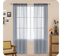 GAIFNAG Cortinas de Lino Visillo Translúcido 200 x 240 cm Cortinas con Aspecto de Lino, Modernas de Lino Aspecto Cortina Habitacion Opaca Termica para Ventanas Salon/Cocina, Gris Claro