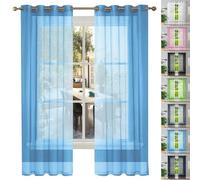 GAIFNAG Cortinas Opacas, Cortinas Salon Modernas 180 x 160 cm con Ojales Anti Luz Cortina Termica Aislantes Frio y Calor Visillos Translúcida Poliéster para Fiesta, Telón de Fondo, Azul Cielo