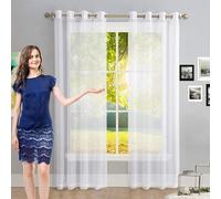 GAIFNAG Cortinas Salon, Cortinas y Visillos Blancos 100 x 150 cm Cortinas con Aspecto de Lino, Modernas de Lino Aspecto Piezas con Ojales Cortinas Modernas para Fiesta, Telón de Fondo, Blanco