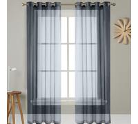 GAIFNAG Cortinas Salon, Cortinas y Visillos Blancos 180 x 250 cm Cortinas con Aspecto de Lino, Modernas de Lino Aspecto Bonitas Cortinas Translucidas Visillos para Ventanas Salon/Cocina, Gris