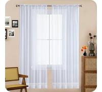 GAIFNAG Cortinas Salon Modernas Translucidas 70 x 250 cm Anti Luz Cortina Termica Aislantes Frio y Calor para Salon Visillos Translúcida Poliéster para Ventanas Salon/Cocina, Blanco