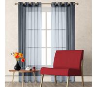 GAIFNAG Juego de Cortinas de Lino Translúcido 150 x 110 cm con Ojales Anti Luz Cortina Termica Aislantes Frio y Calor Frio y Calor Cortinas Blackout para Ventanas Salon/Cocina, Gris