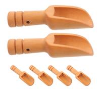 GALPADA 6 Cucharas de Madera para Té y Especias Mango Redondo Color Caqui, Accesorios para Cocina y Hogar, Ideales para Café y Frutos Secos