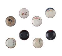 GALPADA 8 Piezas Plato de Cerámica para Condimentos, Porcelana | Plato Pequeño para Salsas y Vinagre, Base Estable, Apilable, Superficie Lisa para Servicio en Buffet Color Aleatorio