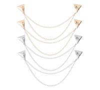 GALPADA Broche de Solapa Vintage con Doble Cadena y Borla Triangular de Metal para Mujer y Hombre, 4 Piezas, Accesorios Versátiles con Diseño Elegante para Fiesta de Navidad