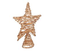GALPADA Estrella Punta del Árbol de Navidad Dorada de Hierro y Ratán