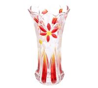 GALPADA Jarrón de Vidrio Rojo para Flores y Ramas, Seguro y Pulido Manualmente, Base Plana y Diseño Redondo Adecuado para Restaurante y Oficina