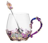 GALPADA Taza de Té y Resistente a Explosiones de Vidrio con Diseño Ergonómico Incluye Cuchara Color Aleatorio Ideal para Disfrutar el Hogar con Elegancia